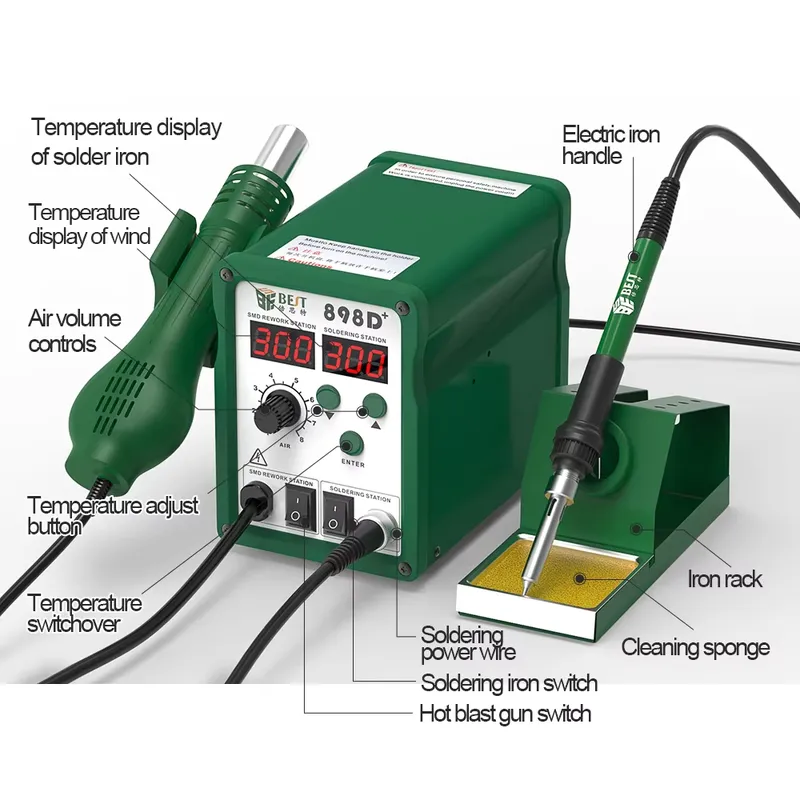 Цифровая паяльная станция BST- – обзор и цена Smd Rework Station Hot Air Soldering 2 In 1